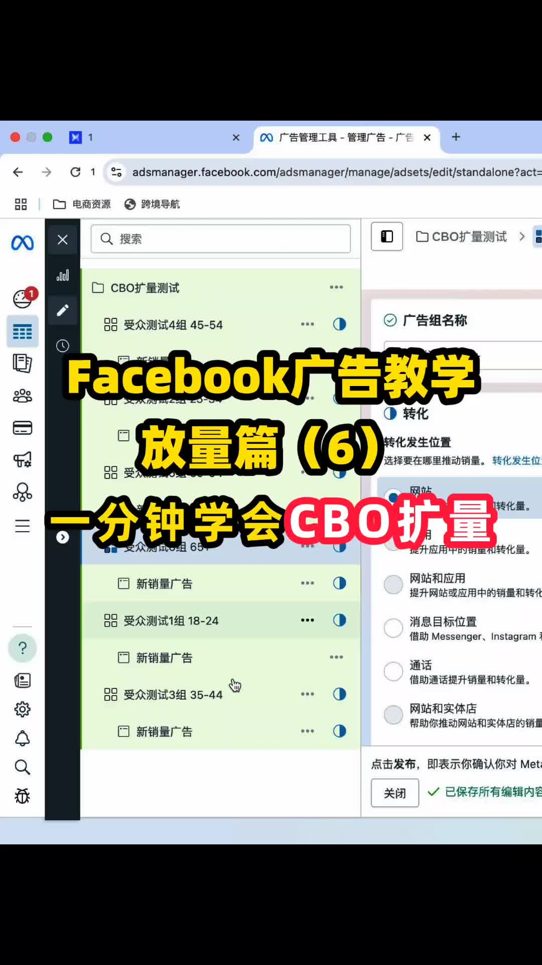 Facebook广告教学 一分钟学会CBO扩量 | 步骤拆解与实操方法 | 外贸